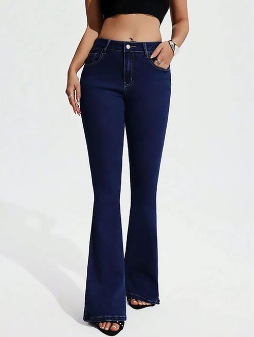 women plain high rise bootcut jeans - 22319555 - Very Small Image - 1