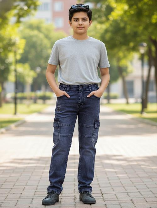 blue poly cotton plain jean - 22321125 - Very Small Image - 1
