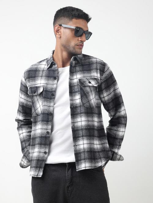 men checkered long sleeve regular fit shacket - 22321716 - Very Small Image - 1