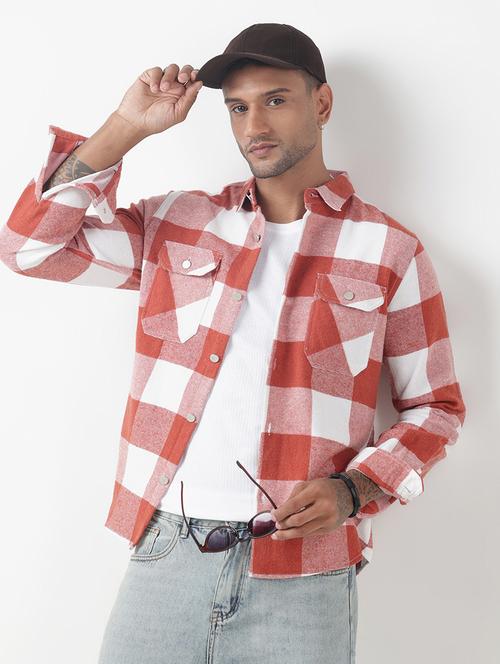 men checkered long sleeve regular fit shacket - 22321717 - Very Small Image - 1