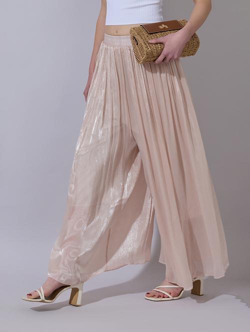 Women Solid Mid Rise Flared Palazzo - 22321767 - Very Small Image - 1