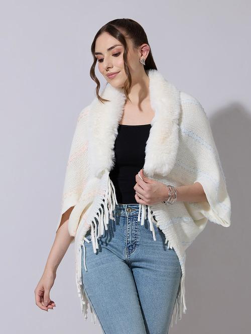 women solid fur detailed shrug - 22321808 - Very Small Image - 1