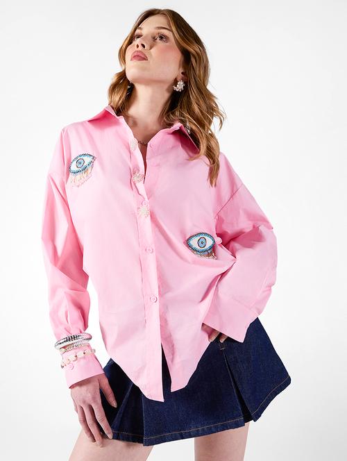 women embroidered long sleeve oversized shirt - 22321848 - Very Small Image - 1