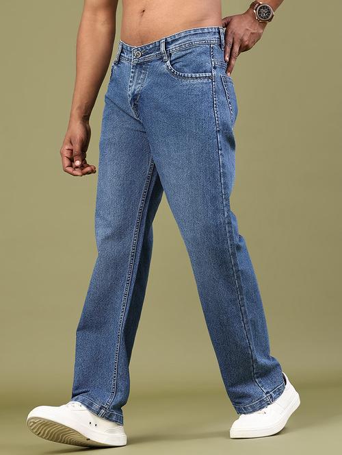 men washed mid rise full length straight fit jeans - 22323955 - Very Small Image - 1