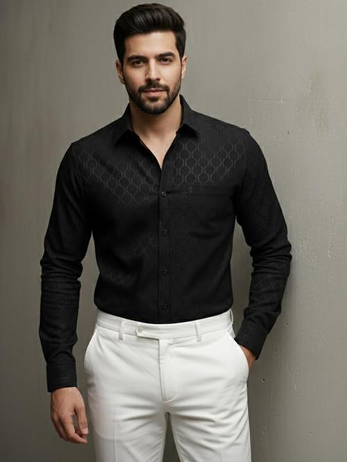 men self design long sleeve regular fit formal shirt - 22324692 - Very Small Image - 1