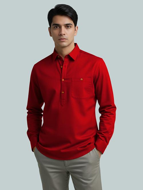 men solid long sleeve short kurta - 22326170 - Very Small Image - 1