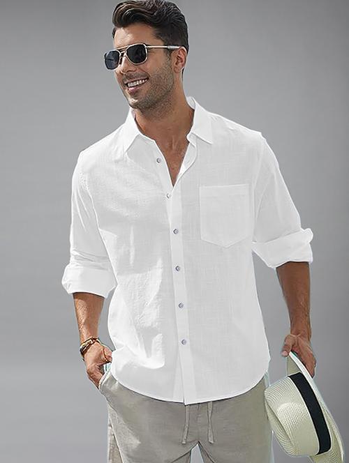 Men Solid Long Sleeve Regular Fit Casual Shirt - 22326859 - Very Small Image - 1