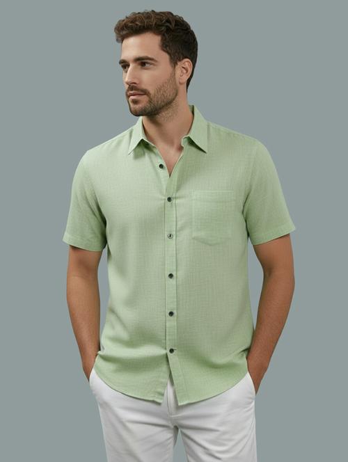 men solid short sleeve regular fit casual shirt - 22327015 - Very Small Image - 1