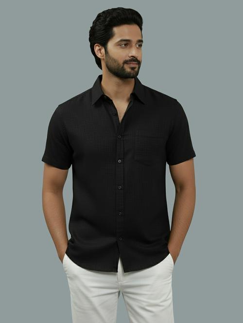 men solid short sleeve regular fit casual shirt - 22327040 - Very Small Image - 1
