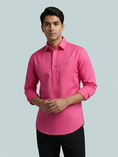 men solid long sleeve short kurta - 22327393 - Very Small Image - 1