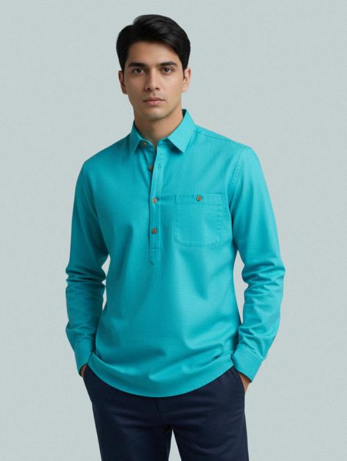 men solid long sleeve short kurta - 22327409 - Very Small Image - 1