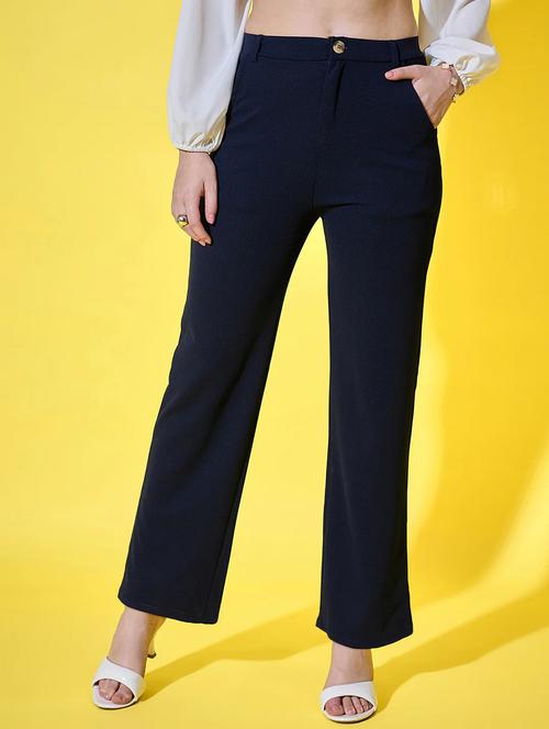 women solid high rise straight trouser - 22329248 - Very Small Image - 1