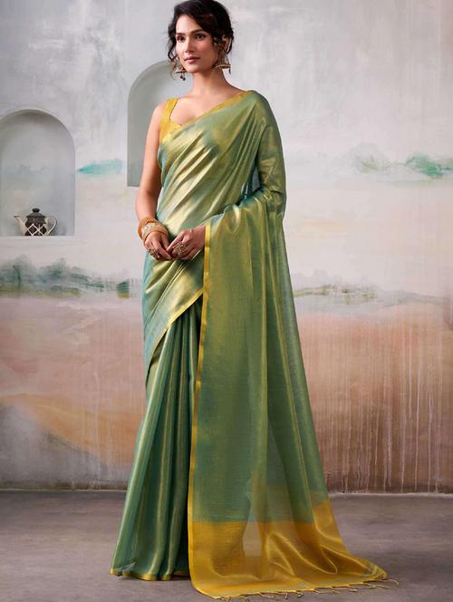 Women Solid Plain Saree With Blouse - 22329357 - Very Small Image - 1