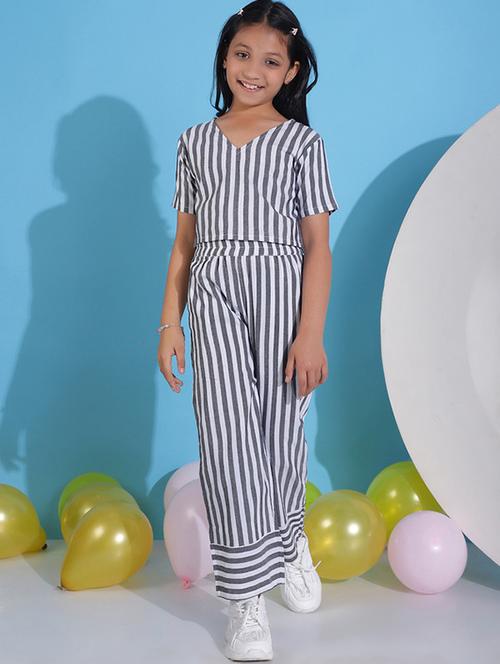 girls striped short sleeve top & trouser co-ord set - 22329630 - Very Small Image - 1