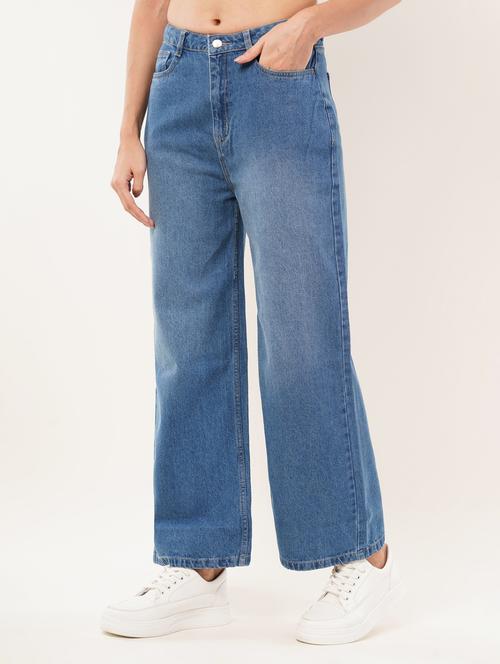 women solid mid rise wide leg jean - 22331543 - Very Small Image - 1