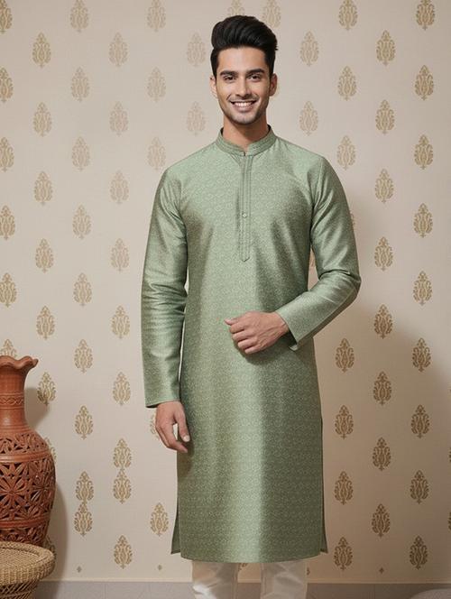 men self design mandarin neck long kurta - 22332137 - Very Small Image - 1