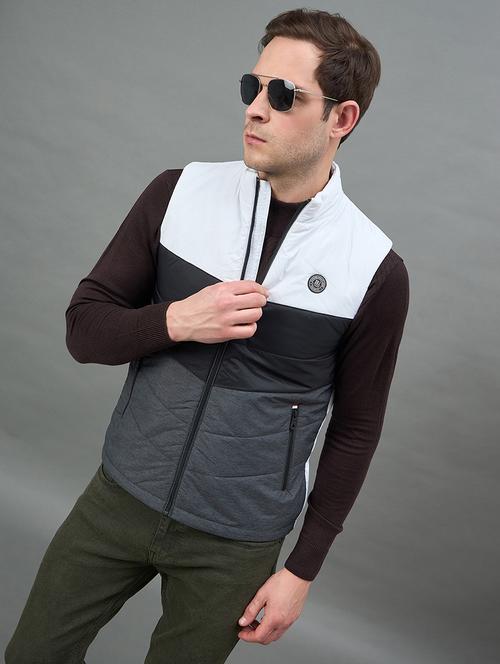 men color block sleeveless puffer jacket - 22336167 - Very Small Image - 1