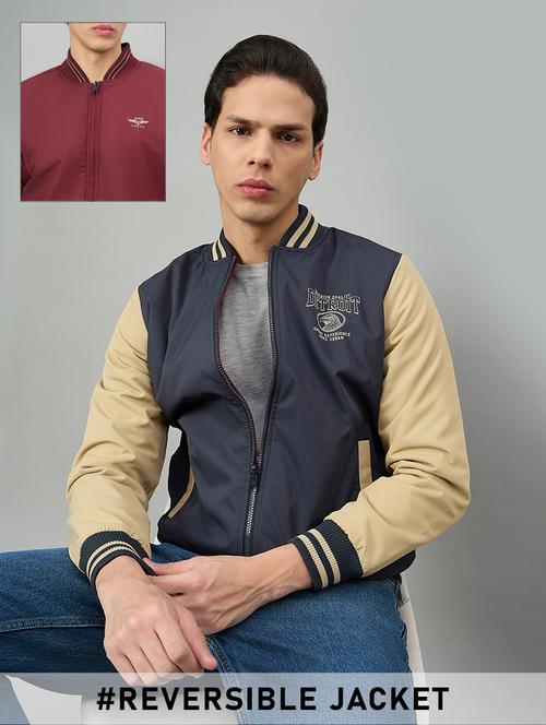 men color block long sleeve varsity jacket - 22336193 - Very Small Image - 1