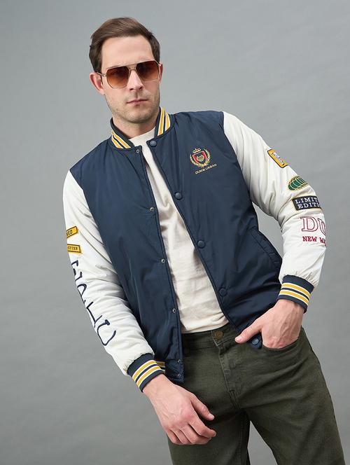 Men Color Block Long Sleeve Varsity Jacket - 22336194 - Very Small Image - 1