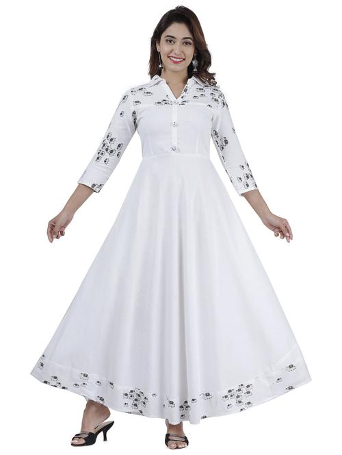 women printed three quarter sleeve flared kurta - 22339265 - Very Small Image - 1