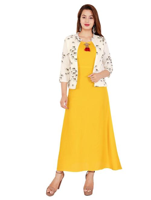 women printed three quarter sleeve kurta with jacket - 22339293 - Very Small Image - 1