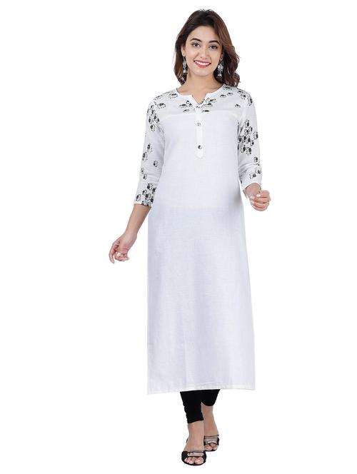 women printed three quarter sleeve straight kurta - 22339295 - Very Small Image - 1