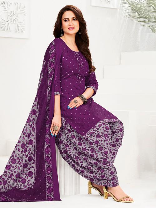 women printed three quarter sleeve kurta patiala with dupatta set - 22339366 - Very Small Image - 1