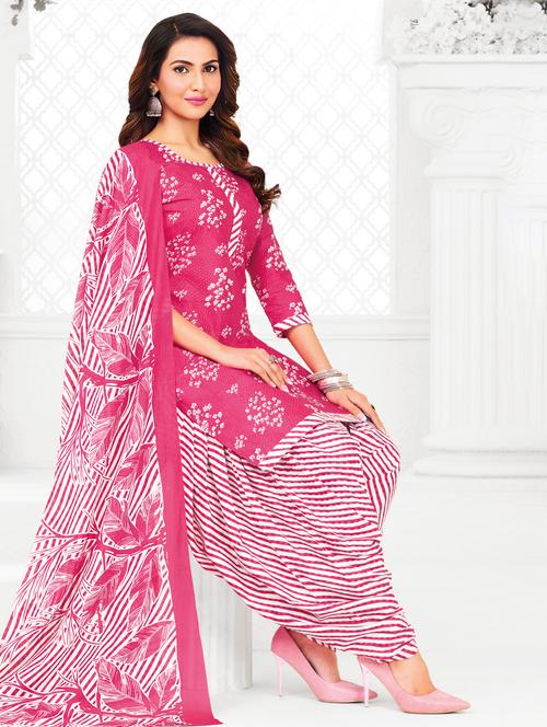 women printed three quarter sleeve kurta patiala with dupatta set - 22345735 - Very Small Image - 1