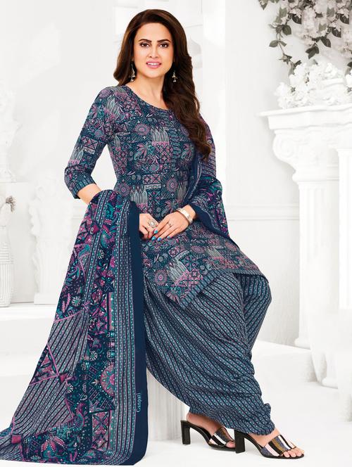 women printed three quarter sleeve kurta patiala with dupatta set - 22345742 - Very Small Image - 1