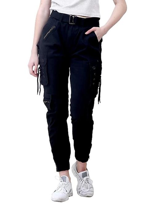 women solid high rise denim cargo - 22351513 - Very Small Image - 1