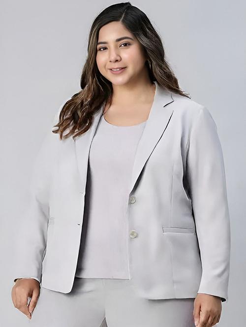 women solid long sleeve single breasted blazer - 22353372 - Very Small Image - 1