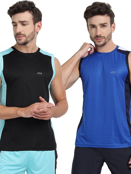 men pack of 2 color block round neck t-shirt - 22355253 - Very Small Image - 1