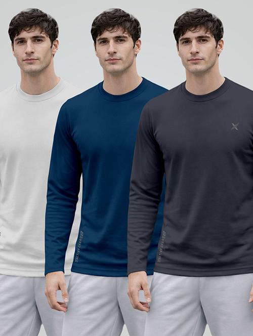 men pack of 3 solid long sleeve sports t-shirt - 22355498 - Very Small Image - 1