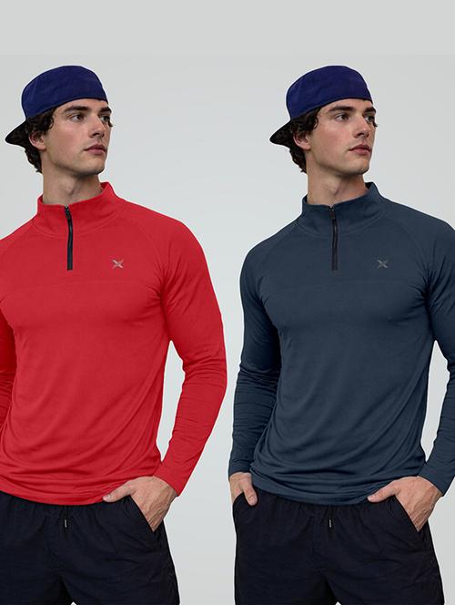 Men Pack Of 2 Solid Long Sleeve Sports T-shirt - 22355746 - Very Small Image - 1