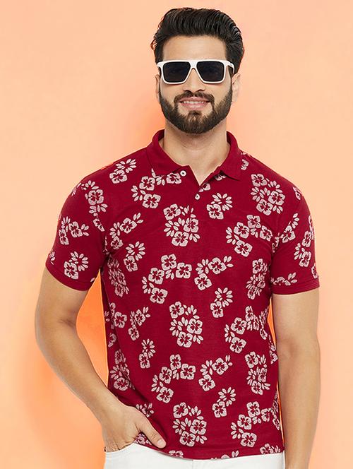 men floral short sleeve regular fit polo t-shirt - 22358540 - Very Small Image - 1