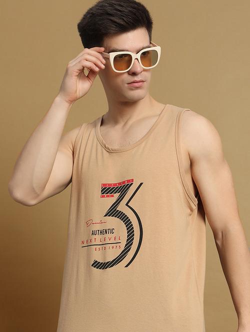 men typographic sleeveless regular fit t-shirt - 22358546 - Very Small Image - 1