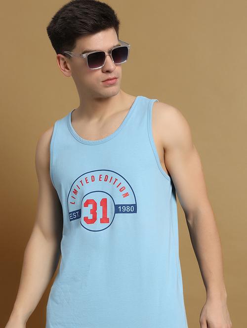 men typographic sleeveless regular fit t-shirt - 22358548 - Very Small Image - 1