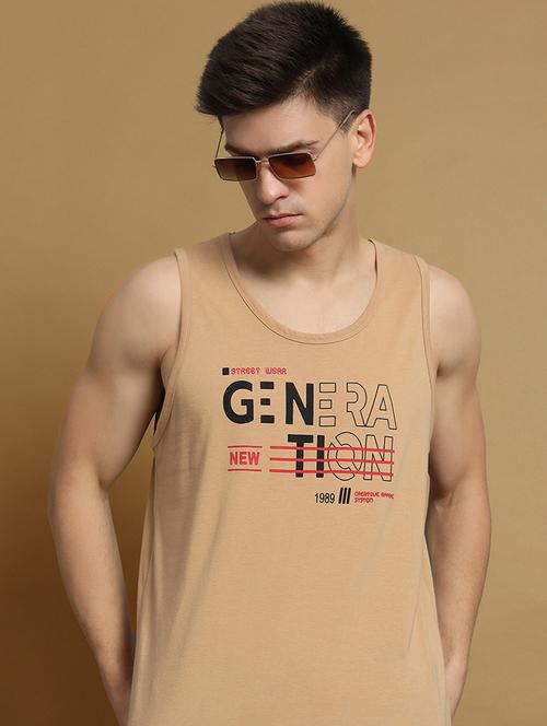 men typographic sleeveless regular fit t-shirt - 22358549 - Very Small Image - 1