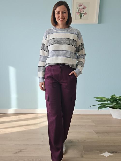 women striped long sleeve pullover - 22361893 - Very Small Image - 1