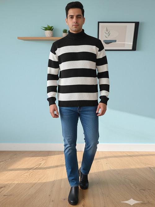 men striped long sleeve regular fit pullover - 22361908 - Very Small Image - 1