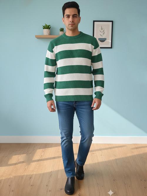 men striped long sleeve regular fit pullover - 22361915 - Very Small Image - 1