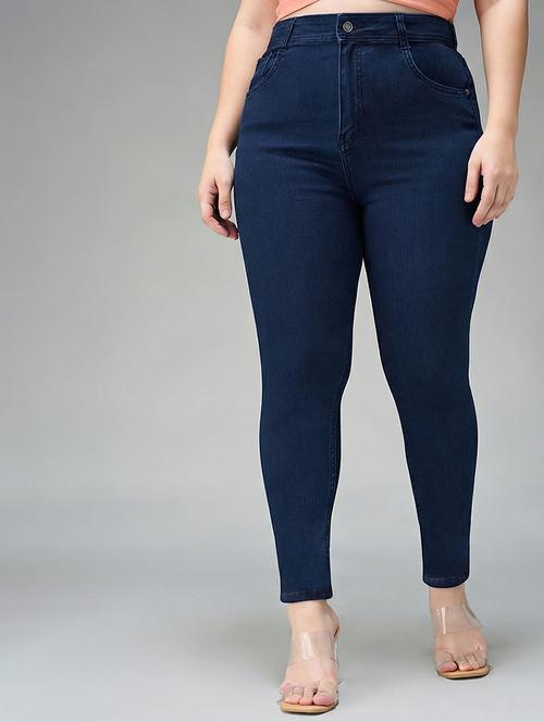 Womne Plus Size Solid High Rise Slim Fit Jeans - 22362362 - Very Small Image - 1