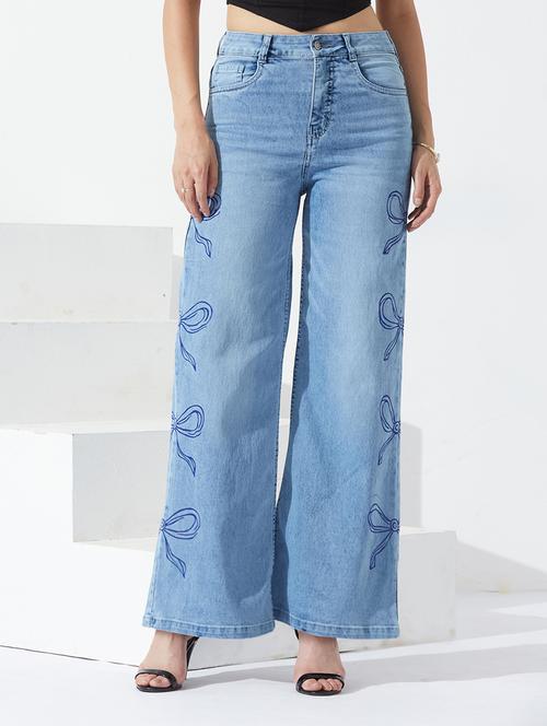 Women Printed High Rise Wide Leg Jeans - 22362418 - Very Small Image - 1