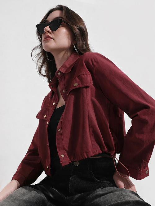 women solid long sleeve denim jacket - 22363305 - Very Small Image - 1