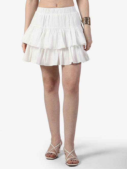 women solid mid rise layered mini skirt - 22363322 - Very Small Image - 1
