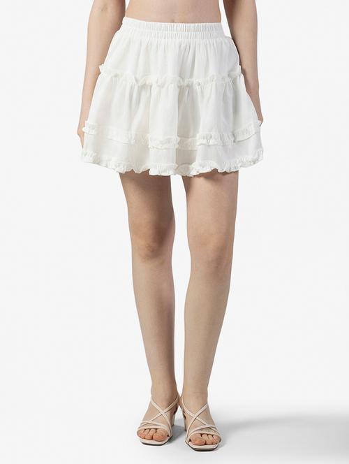 women solid mid rise tiered mini skirt - 22363324 - Very Small Image - 1