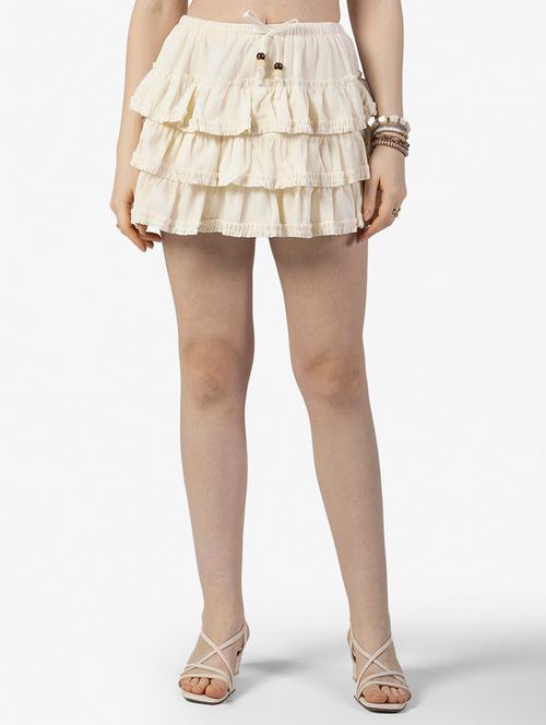 Women Solid Mid Rise Layered Mini Skirt - 22363331 - Very Small Image - 1