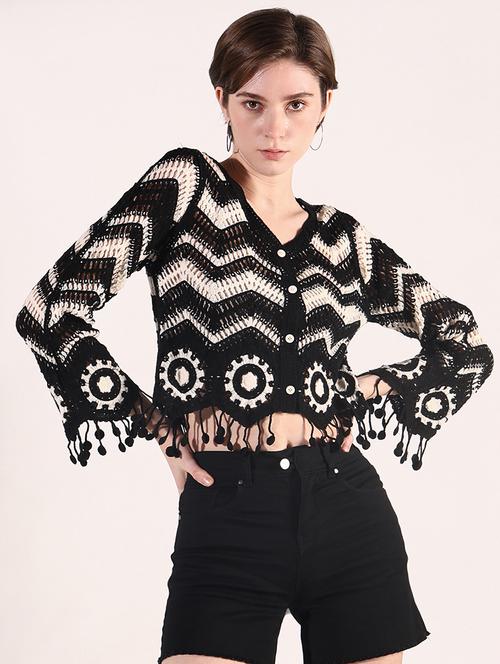 women self designed sheer crochet top - 22363482 - Very Small Image - 1