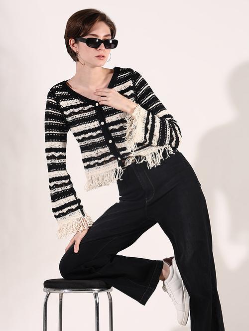 women self designed sheer crochet top - 22363487 - Very Small Image - 1