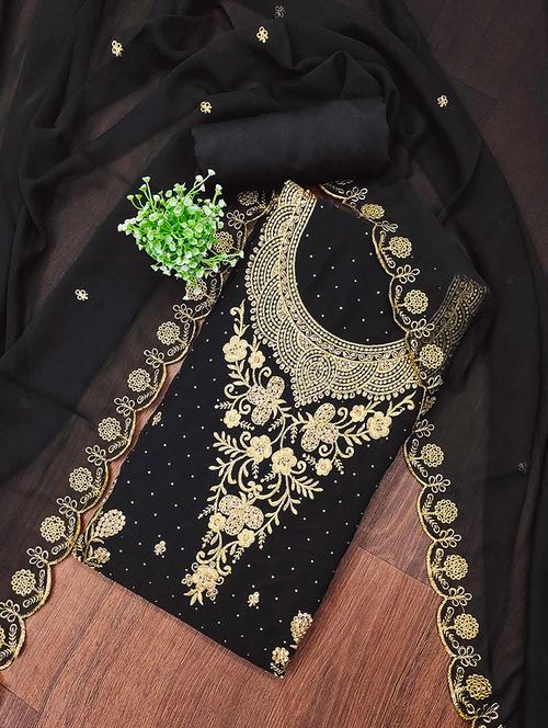 women solid with work unstitched suit set - 22373566 - Very Small Image - 1